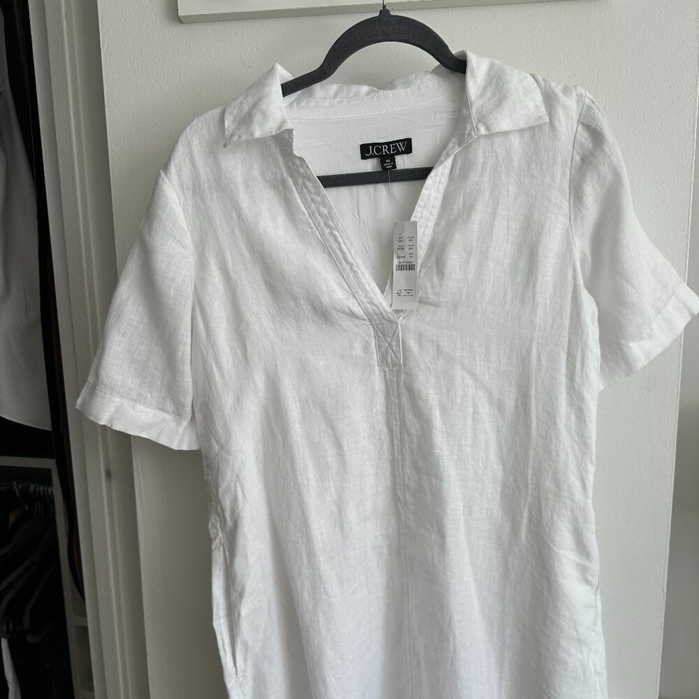 White Bungalow popover dress in linen